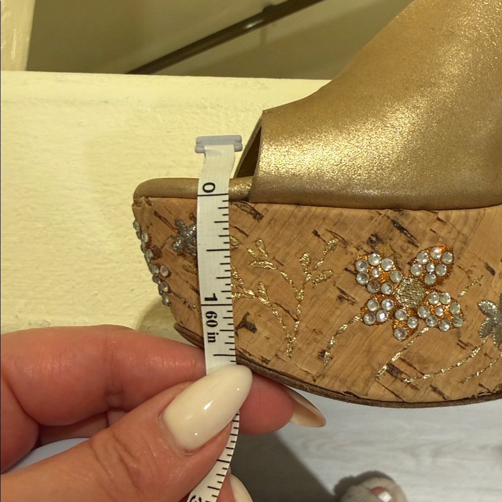 Casadei gold wedge with rhinestones size 39 - Picture 7 of 7